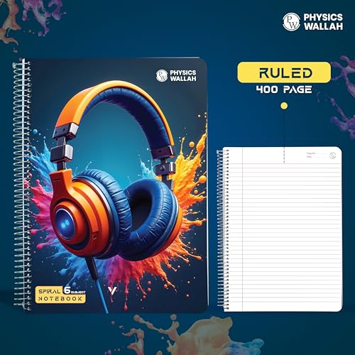 Image of Physics Wallah 400 Pages Notebook | 6 Subject | A4 Ruled | Spiral Binding | Strong Plastic Cover | Ideal for School, College & Exam Preparation