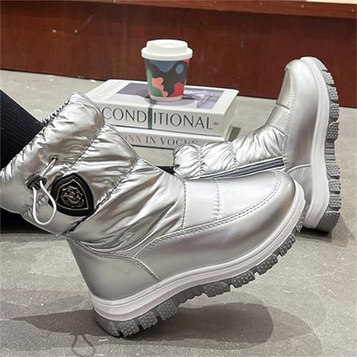 Childrens Thick Snow Boots Chunky Sole Non Slip Ski Booties Outdoor Cozy Warm 𝐖aterproof Cotton Fleece Lined Shoes2