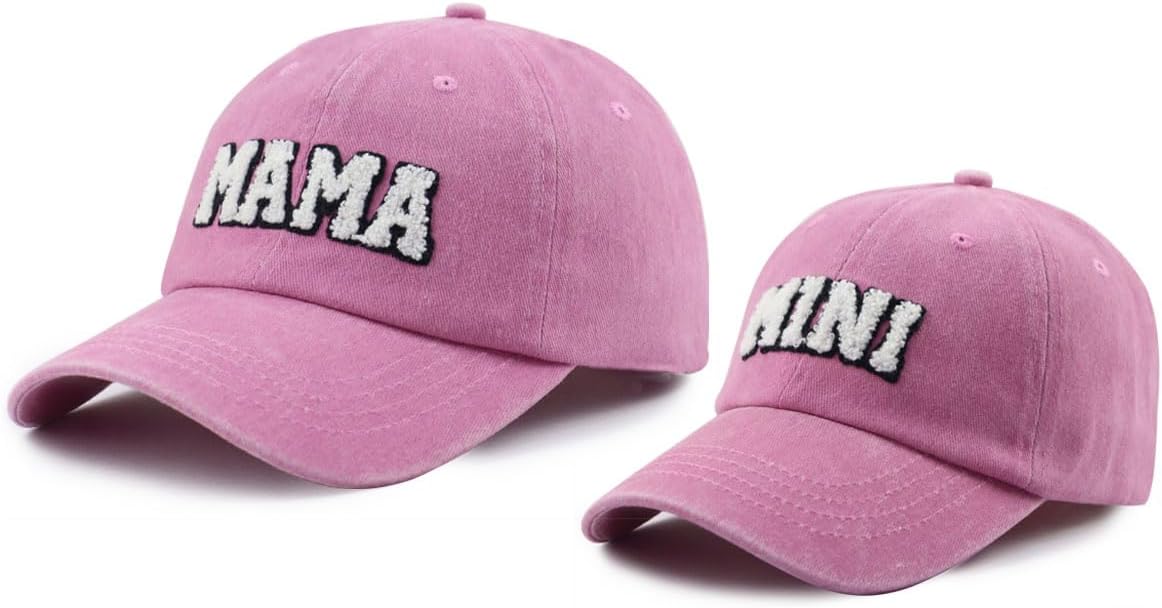 2 Pcs Mama and Mini Hats, Cute Adjustable Cotton Parent-Child Baseball Cap 2 Pcs Mama and Mini Hats, Cute Adjustable Cotton Parent-Child Baseball Cap