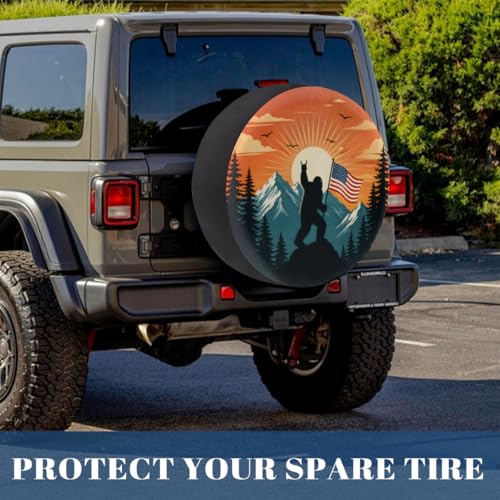 Image of Bigfoot American Flag Spare Tire Cover Wheel Covers Protectors Waterproof Dust-Proof Universal Fit Trailer, RV, SUV and Many Vehicle 14 Inch,C-05