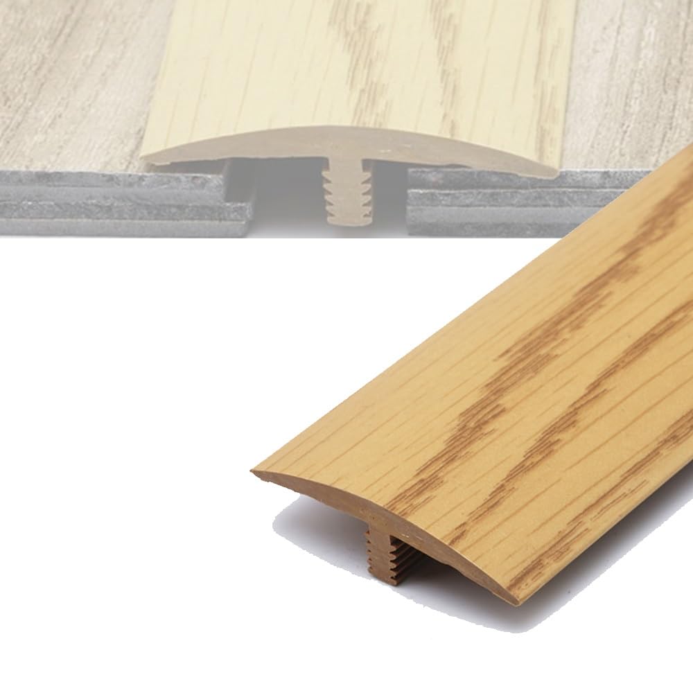 35.4in T-Molding Floor Edging Trim Strip, PVC Doorway Threshold Strip, Cuttable Flooring Transition Floor Gap Connecting Strips(Oak)