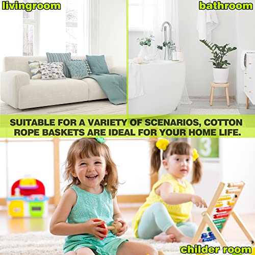 Twira Extra Large 20X16 Inches Cotton Rope Basket, Woven Baby Laundry Blanket Basket With Leather Handle Toy Basket Storage Baskets Bin For Yoga Mat & Towel (White） #TOP6