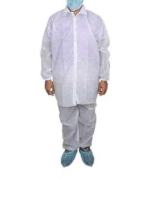 Rakshakavach Disposable Shirt and Pant (White, 40Gsm) Pack Of 5