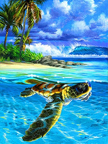 Sugamm DIY Diamond Painting Tortue Complet Kits, 5D Broderie Peinture Diamant Painting Océan Kit Complet De Croix Strass Broderie Diamant Art Craft Pour Home Décoration Murale 30x40 cm Cover