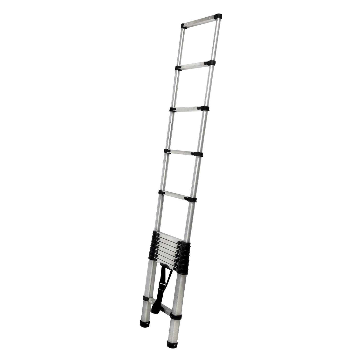 Échelle télescopique de 3,8 m - En acier inoxydable - Pour camping-car/grenier/bureau/entrepôt - Facile à transporter - Charge maximale : 150 kg
