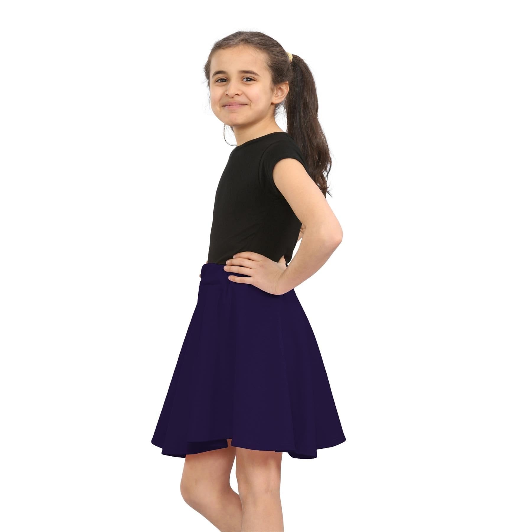 Gonna skater per ragazze, confezione da 2, gonne estive per bambini, casual, tinta unita, svasate, a vita alta, per balletto, danza, giochi e sport, gonna scolastica nera casual per