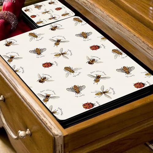SiXsigma Sports Placemats & Coasters Set Heat Resistant Cork Placemats Table Mats For Dining Kitchen Place Mats Set of 8 - Ideal Table Christmas Decorations 21.5 x 29cm (Bumble Bees) - Image 3