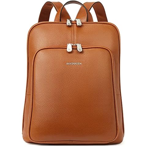 BOSTANTEN Leder Rucksack Damen Schulrucksack Reiserucksack Tagesrucksack Casual Backpack Daypacks Braun Cover