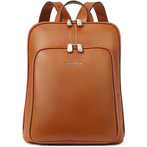 BOSTANTEN Leder Rucksack Damen Reiserucksack Tagesrucksack Casual Backpack Daypacks Braun