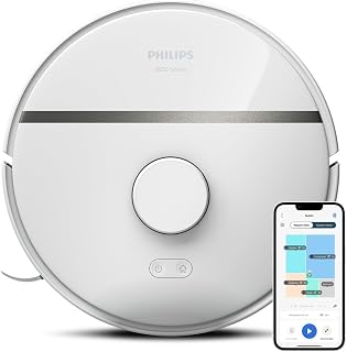 Philips HomeRun 3000-serie robotstofzuiger met dweilfunctie, ultrasterke zuigkracht (4000 Pa), intelligente lasernavigatie, 200 minuten accuduur, voor tapijten en dierenharen, App, wit, XU3000/02