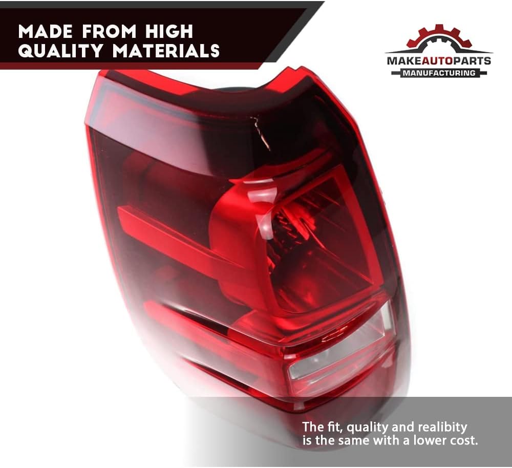 MAPM Premium Left/Driver Side Tail Light Assembly With Bulbs Incandescent Clear & Red Lens DOT/SAE Compliant For Chevrolet Avalanche 2007-2013 - GM2800222