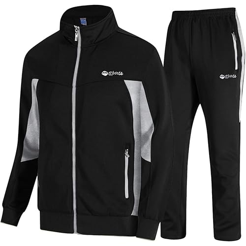 TBMPOY Men's Tracksuits Sweatsuits for Men Sweat Track Suits 2 Piece Casual Athletic Jogging Warm Up Full Zip Sets