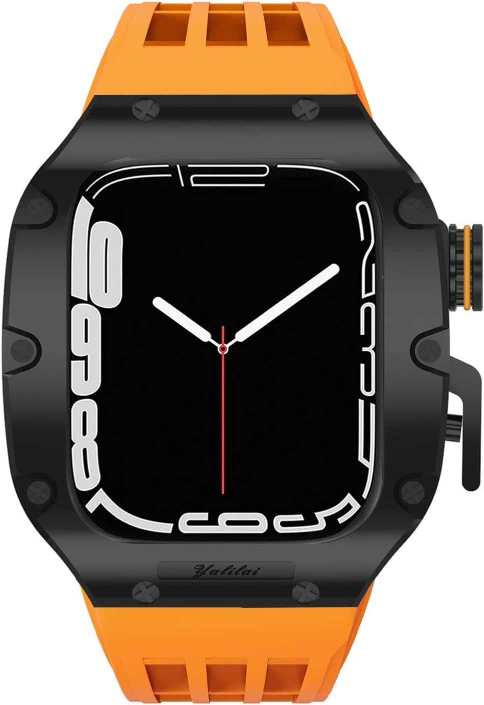 Luxury Titanium alloy Watch Case Rubber Strap Modification Kit，For Apple Watch 8 7 45mm 6 5 4 SE 44mm Replacement Luxury Watch Strap Kit