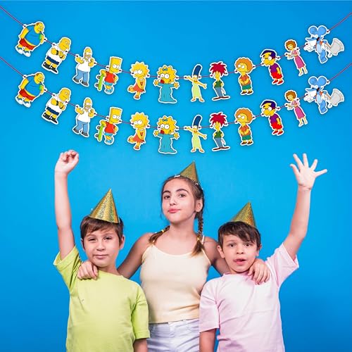 Image of BRT Simpson Garland Decoration - Cartoon Theme Birthday Party Supplies - Fun and Colorful Hanging Banner for Boys Girls Birthday Celebrations, School Events, and Cartoon Fan Party Decorations