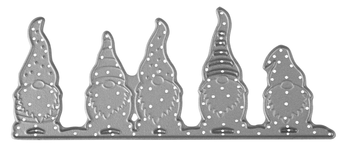 Rayher Metal Cutting Die with Gnome Design, Paper Craft Die for Card Making and Scrapbooking, 11.8x4.8cm, silver, steel, 50268000