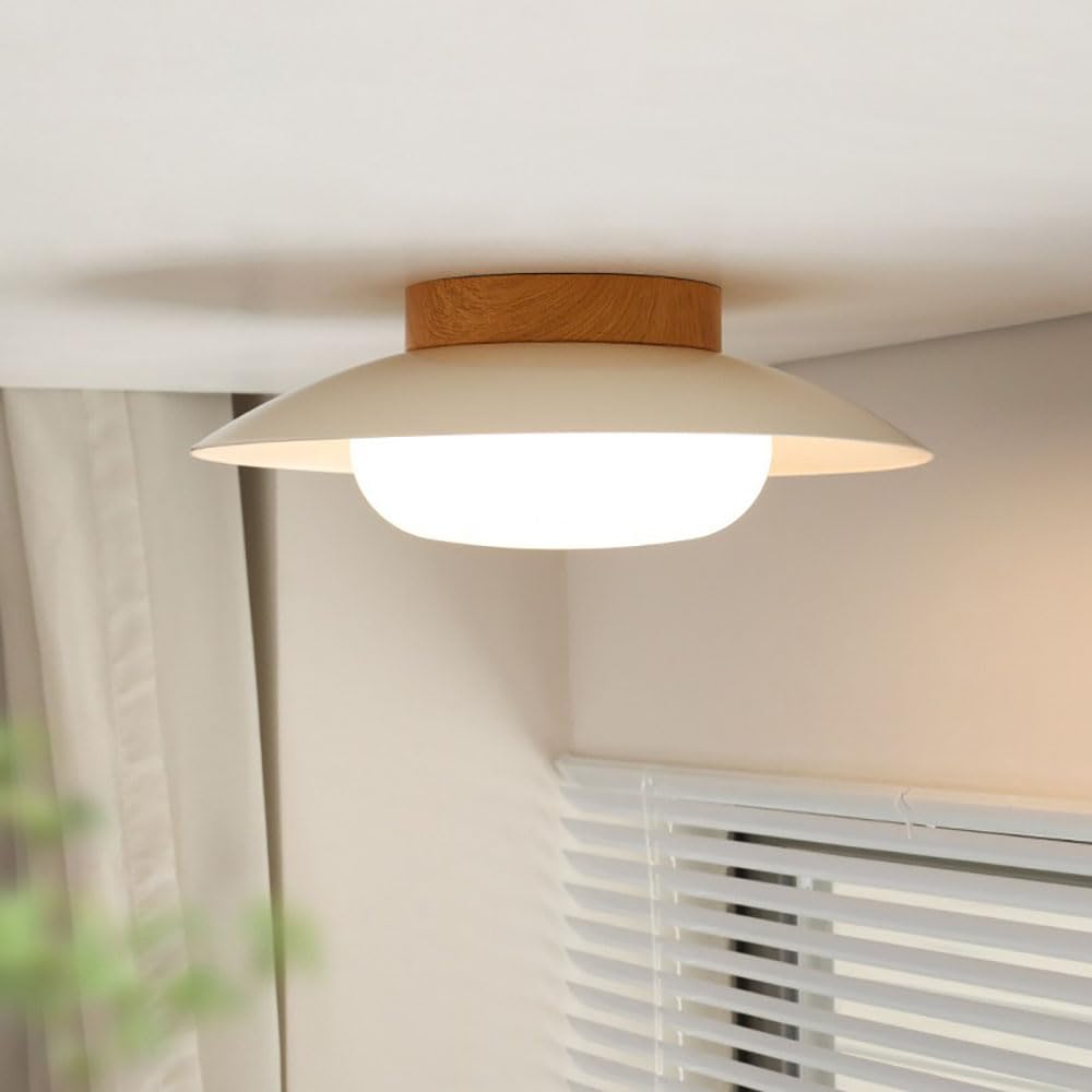 Nordic drewniana lampa sufitowa do zabudowy, trójkolorowa, ściemniana, z matowym białym abażurem globusa, minimalistyczna, okrągła, do sypialni, salonu, kuchni, sterowania ściennego, wykończenie