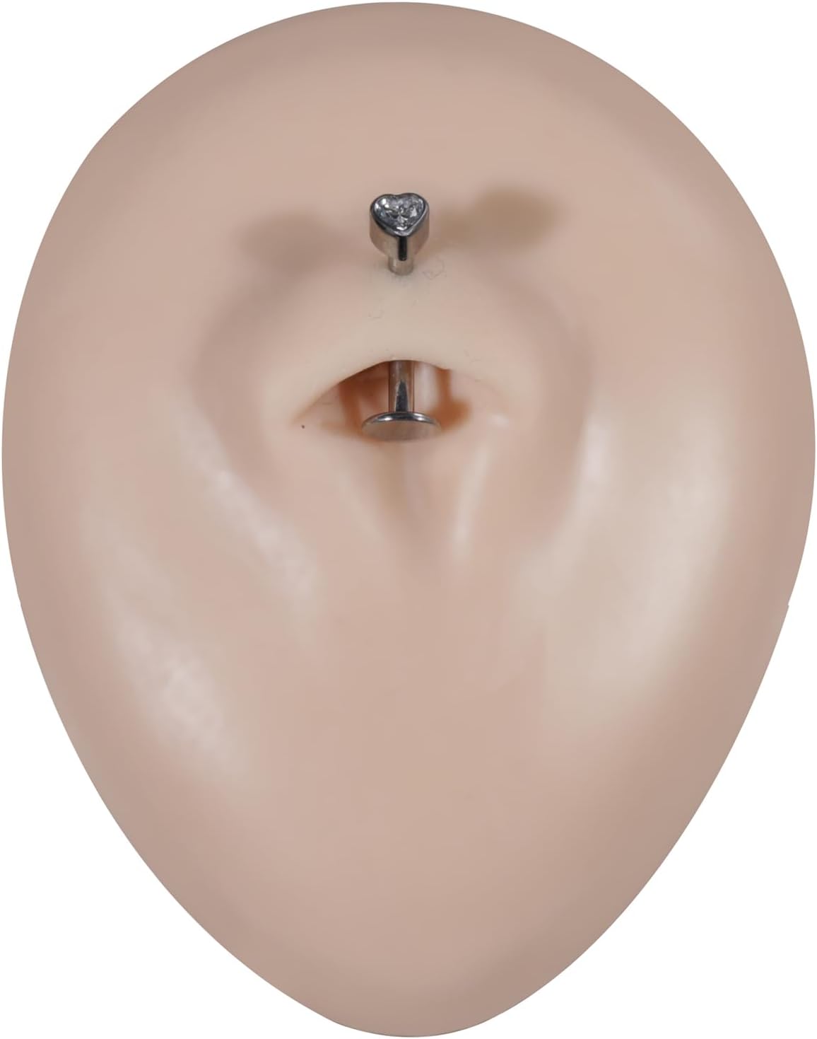 G23 Grade Titanium Heart with Cz Stone Push Fit Top 14 Gauge - 8mm, 10mm Length Lip Labret Rings Floating Belly Button Piercing Body Jewelry