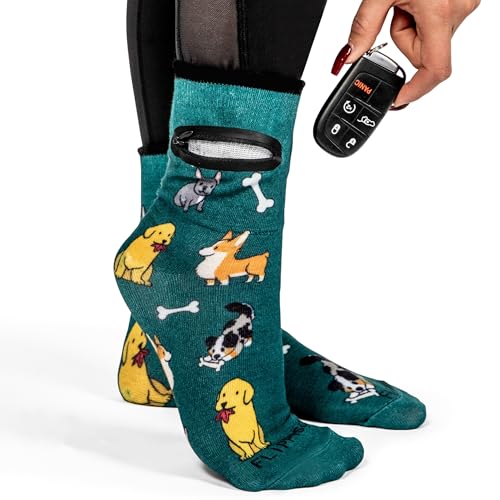 Image of Zipper Sock Wallet - Cotton & Polyester Zipper Socks with Pockets - Fits shoe size 6-13