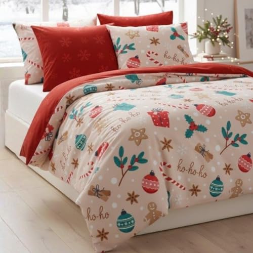 Faro Bettwäsche Set Baumwoll Weihnachtsbettwäsche (Rot Rosa –...