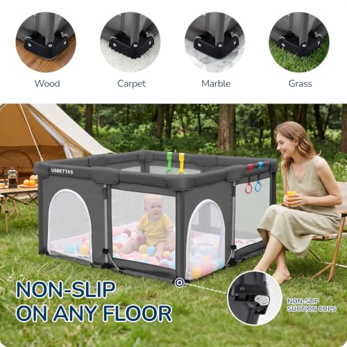 Image of Foldable Baby Playpen, 50 inchx50 inch, Dark Gray