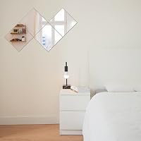 Muzilife Üveg Tükör Csempék 4 Darabos Szett 30x30 cm Öntapadós Matracokkal, HD Fali Tükör Készlet Konyhába Nappaliba Fürdőszobába 8