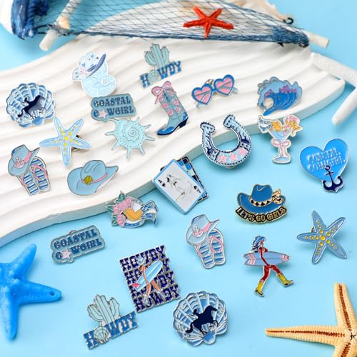 Image of Landical 60 Pcs Western Lapel Enamel Pins Bulk Silly Goose Derby Horse Camping Coastal Cowgirl Cowboy Hat Pins for Clothing Bag Truck Hat Decor Jewelry Party Favors Gift