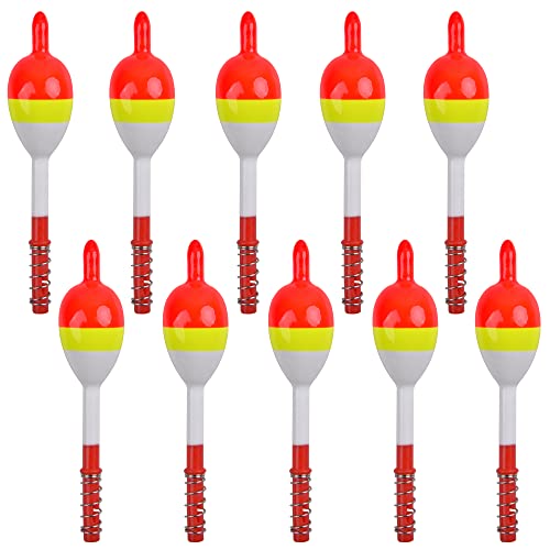 VATEICO Fishing Bobbers Floats,10/20 Pieces Wood Slip Bobber Fishing Spring Oval Stick Slip Balsa Bobber for Crappie Catfish Trout Panfish Walleyes Fishing Tackle Accessories 510#-10pcs