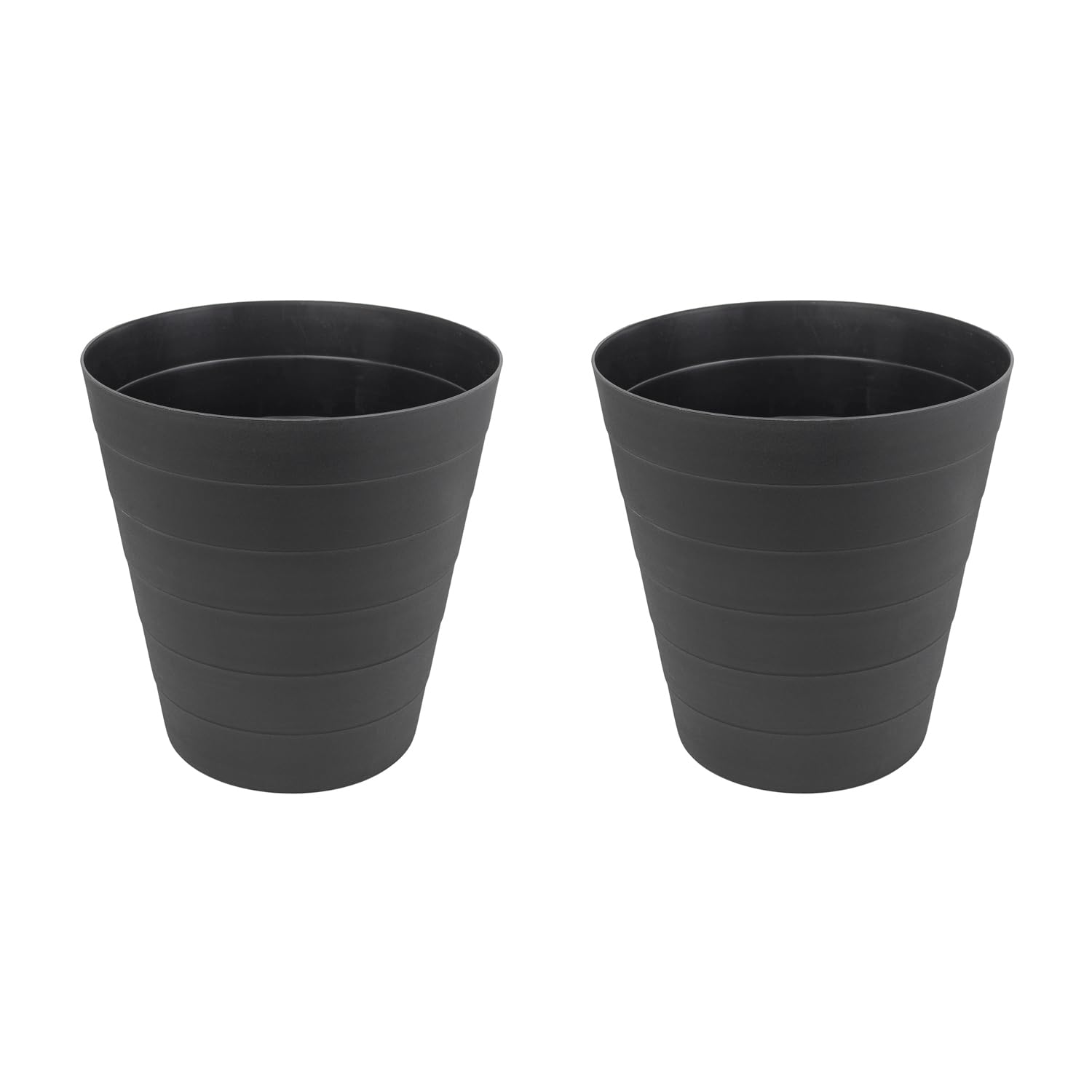 JVL Revo Round Waste Bin 6.6L Set of 2 Bathroom Bedroom Office Black