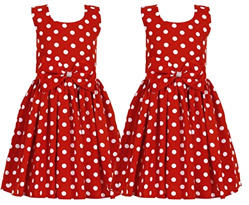 Image of Girl's Casual Frock (S-29-Red-Red-4-5Y Red 4 Years-5 Years)