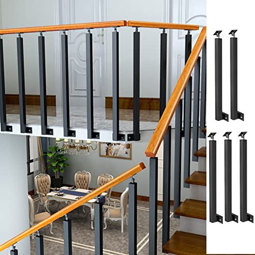 Balaustres de metal negro de 110 cm para barandillas de escaleras de chalets x4