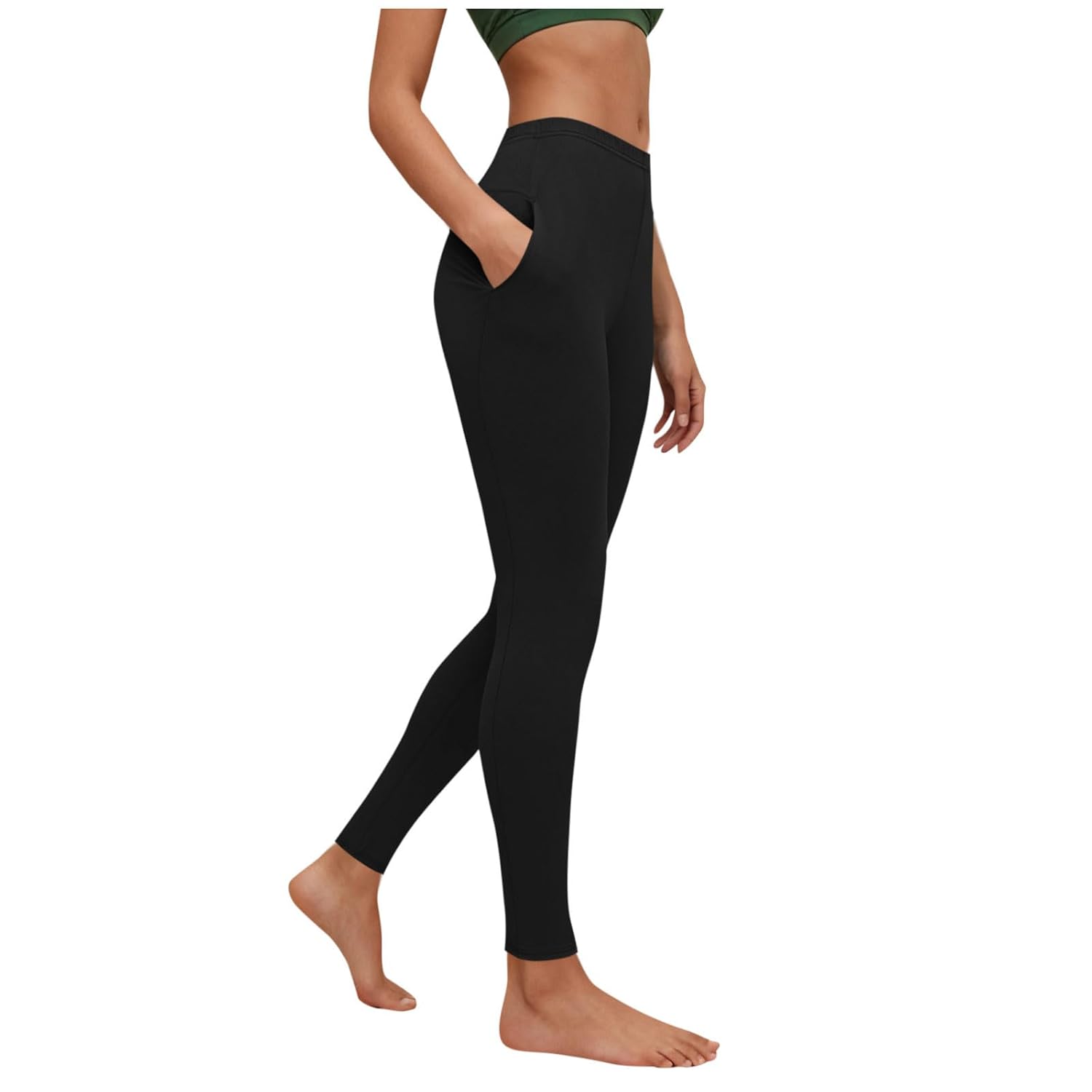 High Waisted Leggings for Women Tummy Control Butt Lifting Leggings Non See Through Stretchy Yoga Pants with Pockets