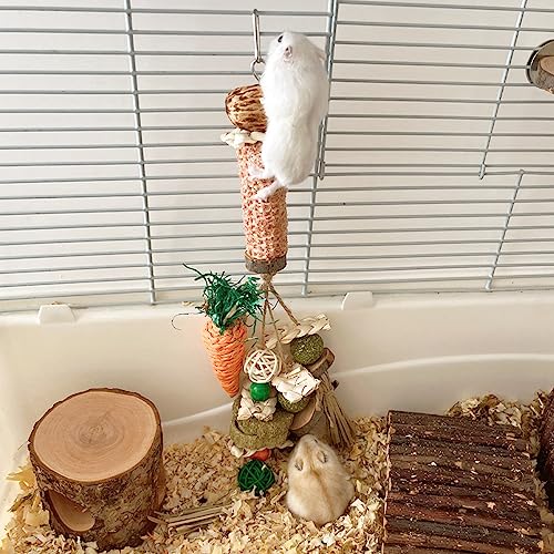 ciciglow Bunny Chew Toys, Rabbit Hanging Chew Toys, Teeth Grinding Toys for Chinchillas Hamsters Guinea Pigs Rats and Other Small Pets - Image 4