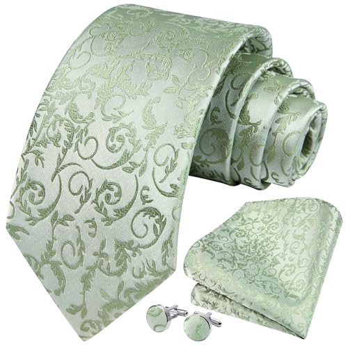 Image of Enlision Mens Ties Solid Color Satin Necktie Ties for men Handkerchief Cufflinks Pocket Squares for Wedding