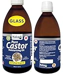 100% Canadian Naka - 500ml (16.9oz) Glass Bottle, ORGANIC GOLDEN CASTOR Oil, Cold Pressed, Hexane Free, Moisturizes, Softens and Nourishes Skin, Hair and Nails