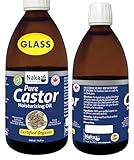 100% Canadian Naka - 500ml (16.9oz) Glass Bottle, ORGANIC GOLDEN CASTOR Oil, Cold Pressed, Hexane Free, Moisturizes, Softens and Nourishes Skin, Hair and Nails