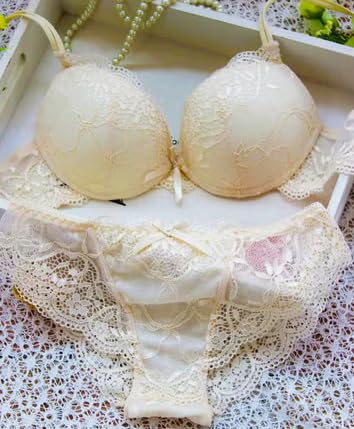 Image of Foxline Women's Lace Push Up Underwired Solid Lingerie Set