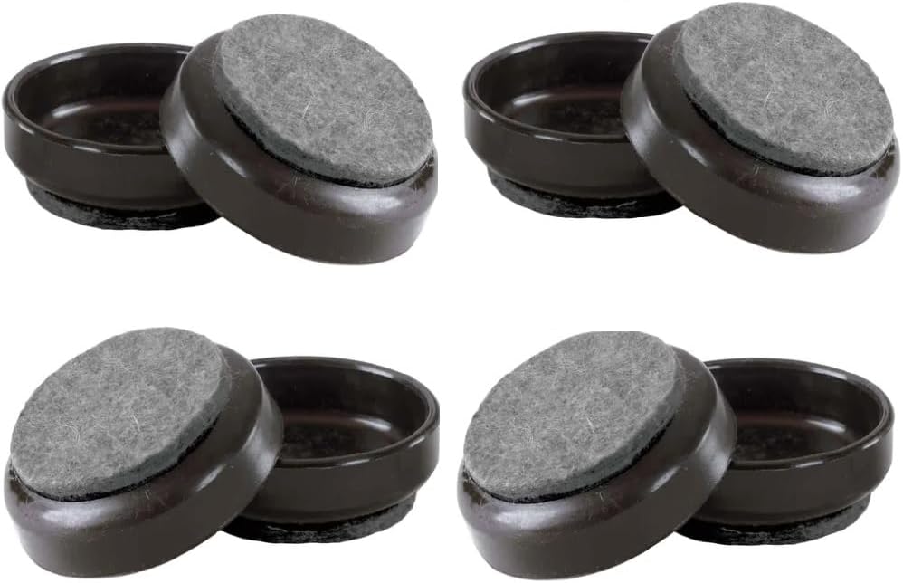 Merriway BH05799 Castor Caster Cups with Felt Pad, Outer Dimension 68 mm (2.5/8 inch) - Large, Brown, Pack of 8