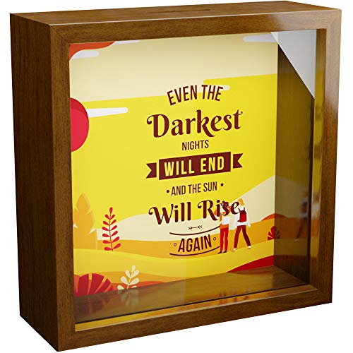 Motivierende Zitate Wanddekoration,15.2x15.2 cm Schattenbox mit Glasfront,bedeutungsvolles Andenken aus Holz zur Ermutigung,Inspirierende, gerahmte Geschenke,Ideal zum Sammeln besonderer Erinnerungen Cover