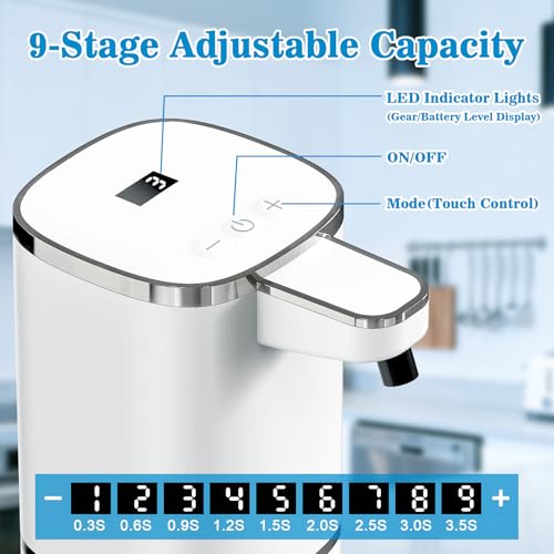 Seifenspender Automatisch No Touch 400ml Elektrischer Seifenspender mit 9-Stufig Einstellbar, Display, USB Wiederaufladbarer, IPX5 Wasserdicht Schaumseifenspender Wandbefestigung für Bad Küche Büro 2