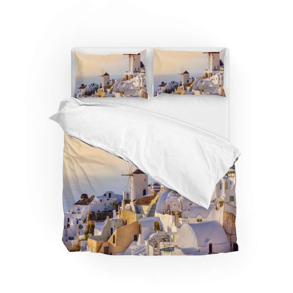 Parure de lit housse de couette Sunset Rays Santorin ultra doux 3 pièces