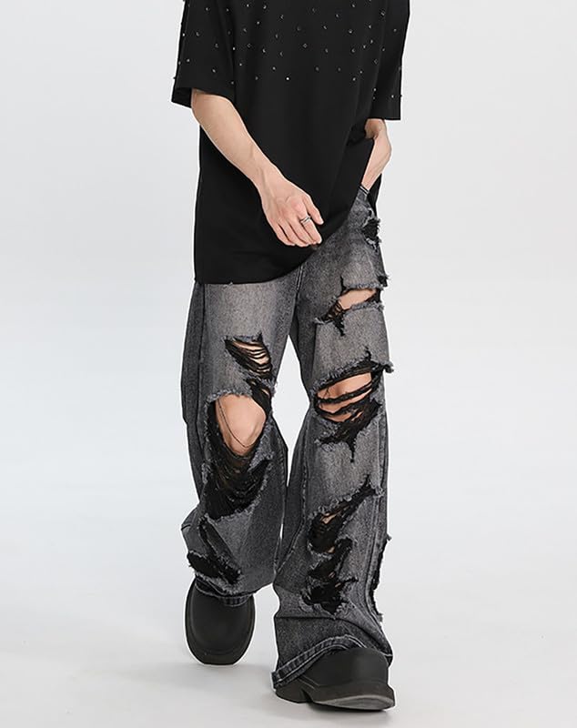 Men's Baggy Jeans Y2k Boyfriend Ripped Jeans for Woman Wide Leg Hip Hop Denim Pants Grunge Summer Clothes4
