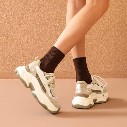 Image of BEAU TODAY Womens Chunky Sneakers, Chunky Shoes for Women, Lace up Comfortable Fashion Dad Sneaker