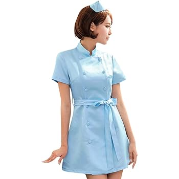 Amazon Anna Mu ハロウィン 仮装 ナース服 ウエストリボン付き ミニスカート ミニ ワンピース コスプレ 衣装 コスチューム 青 Z1712 コスプレ 仮装 通販