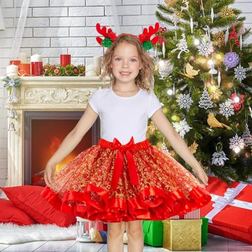 Vestido Tutu de Natal Vermelho,Conjunto de tutu ajustável para meninas de férias - Saia amiga da pel