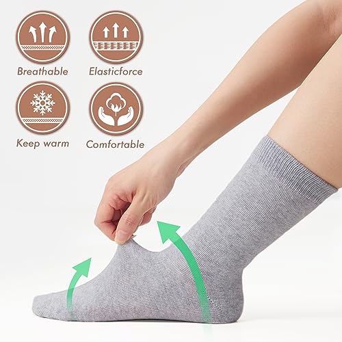 6 Pairs Socks for Women Crew Casual Cotton Solid Socks4