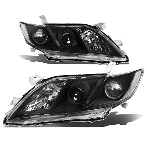 Auto Dynasty Headlights Assembly Compatible with 2007 2008 2009 Toyota Camry (Non Hybrid), Projector Headlamps Replacement, Driver and Passenger Side, Black Housing Clear Corner