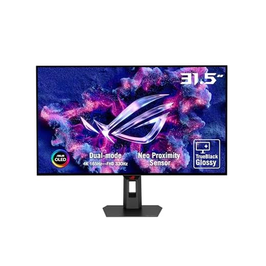 ASUS ROG Strix 32” 4K OLED Gaming Monitor (XG32UCWG) - TrueBlack Glossy OLED, Dual Mode (4K@165Hz, FHD@330Hz), 0.03ms, G-SYNC Compatible, Neo Proximity Sensor, Auto KVM, USB-C, HDMI 2.1, 3 yr warranty