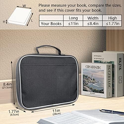 Leayjeen Bible Cover, Durable Zipper Bible Bag Carrying Case with Handle for Standard Size Bible, Soft Leather Book Cover, Washable Fabric, for Mother Kids Girls Women Gift (grey)