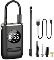 Calibrador Compressor Bomba De Ar Portátil Digital Mini Com Lanterna LED para Encher Pneus de Carro, Moto, Bike, Bicicleta, Bola e Piscina Inflável