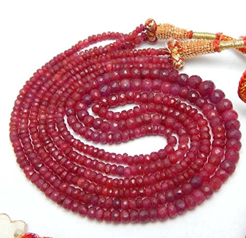 LKBEADS 3 x 5 mm 45 cm mikro fasetowane naturalne rubinowe koraliki z kamieni szlachetnych